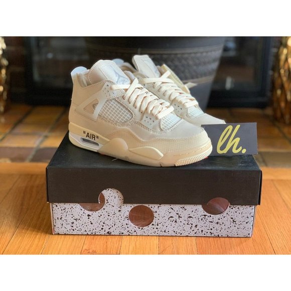 Size 6.5 W Air Jordan Off White Retro 4 "Sail" - Picture 4 of 5